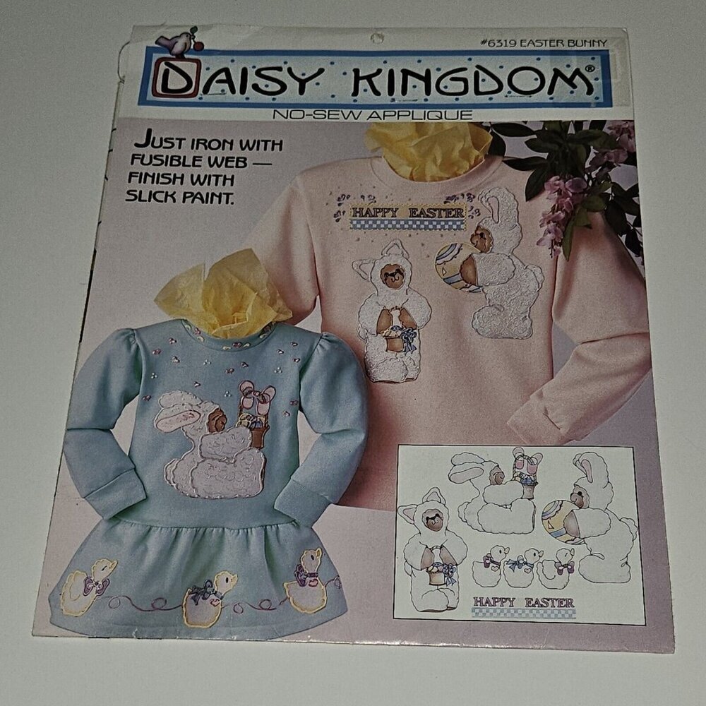 VTG Daisy Kingdom No Sew Fabric Applique Iron #6319 Easter Bunny NOS